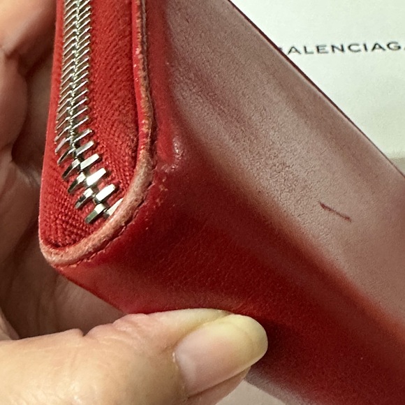 Balenciaga Red Long Zipped Wallet Soft Leather - Picture 9 of 16